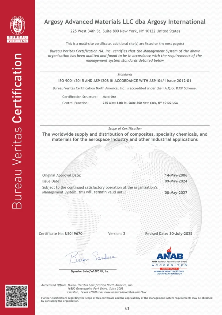 Argosy Advanced Materials - 19945033 - AS9120 Certificate-1